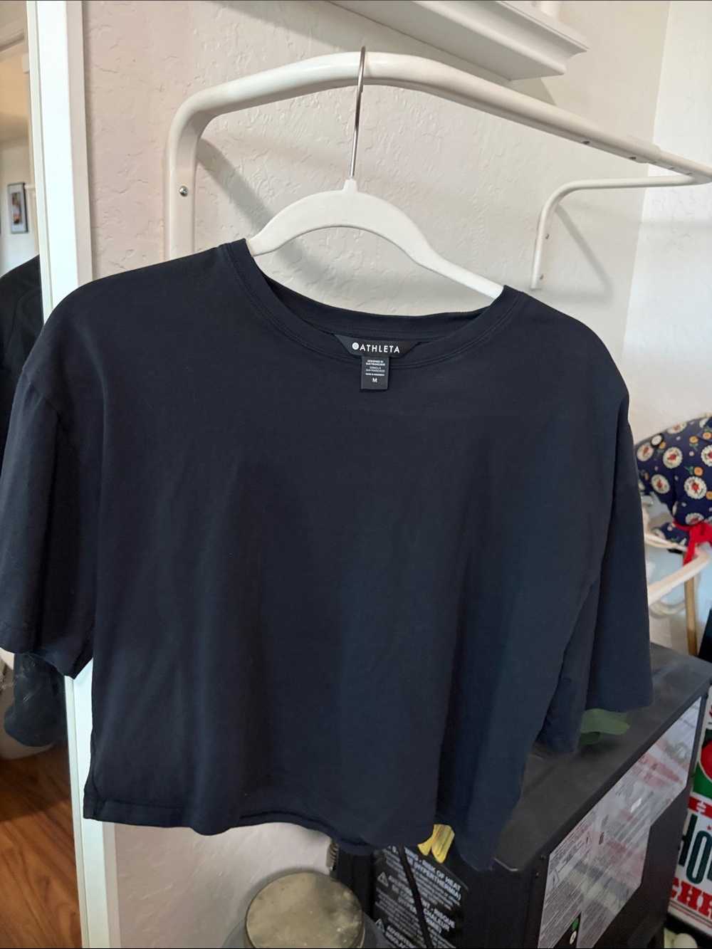 Athleta Black Cropped Boxy Crew Tee